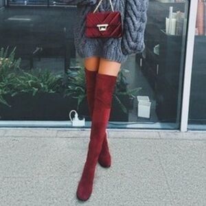 STUART WEIZMAN Burgundy Over The Knee Women's Boots
